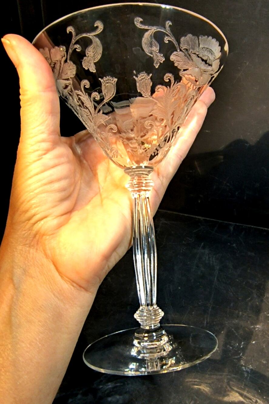 2130 Vintage Clear Crystal Cocktail Sherbet Glass Fluted Stem Tea Light Holder